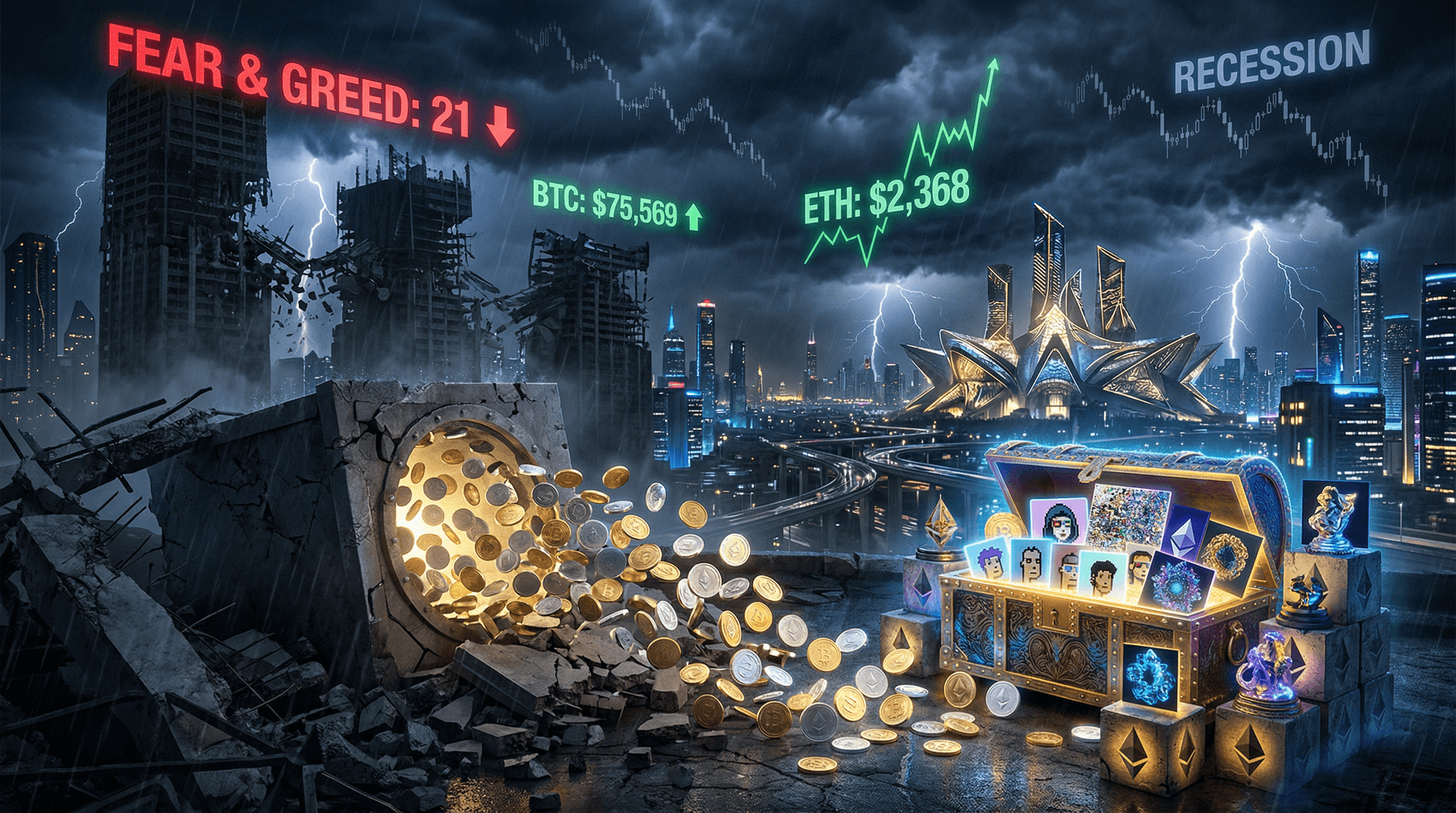 $1.1B Crypto Outflows Fuel NFT Treasury Shift