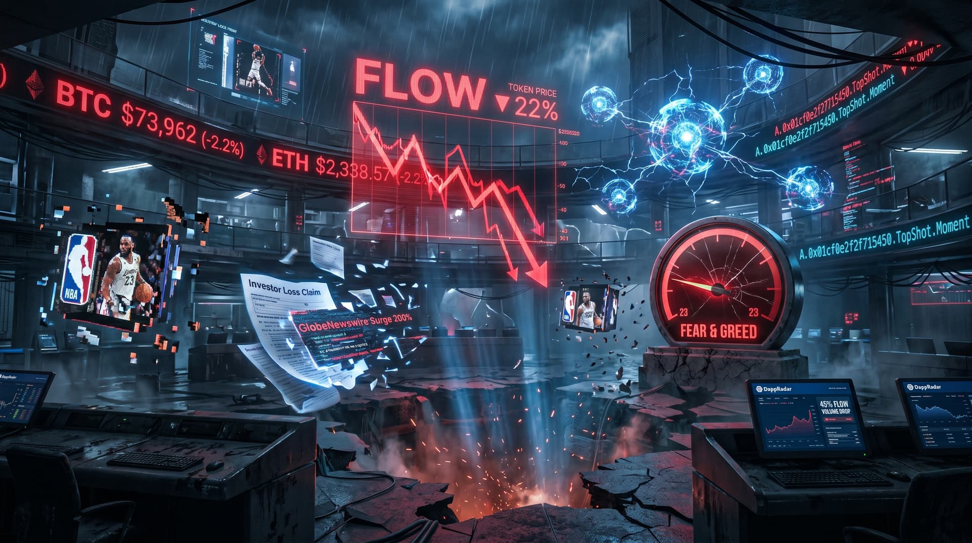 FLOW Loss Claims Surge 200% as Fear Hits 23, Top Shot Down 22%