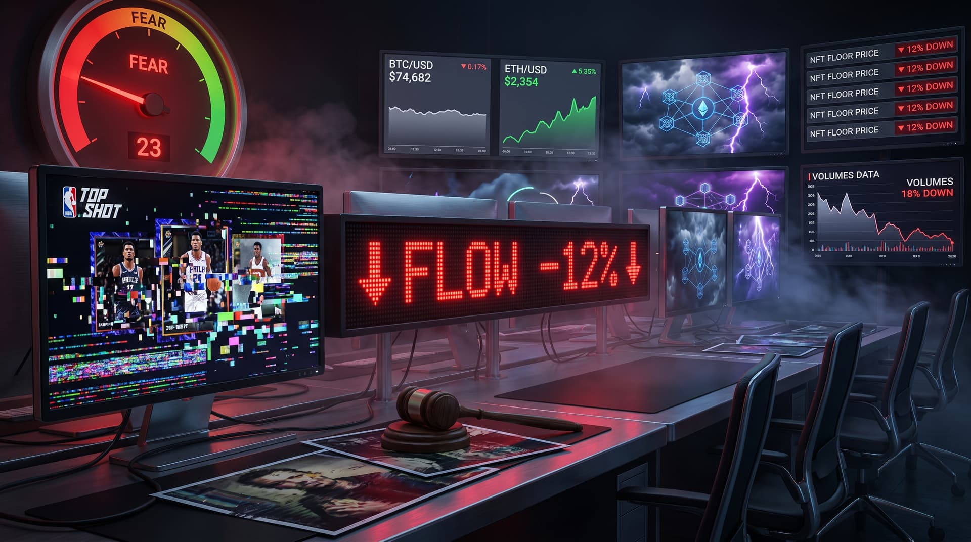 FLOW Investor News: Fear & Greed Hits 23, NBA Top Shot Drops 12%
